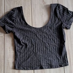 Hollister Dark Grey Crop Scoop neck/back. Size: Large